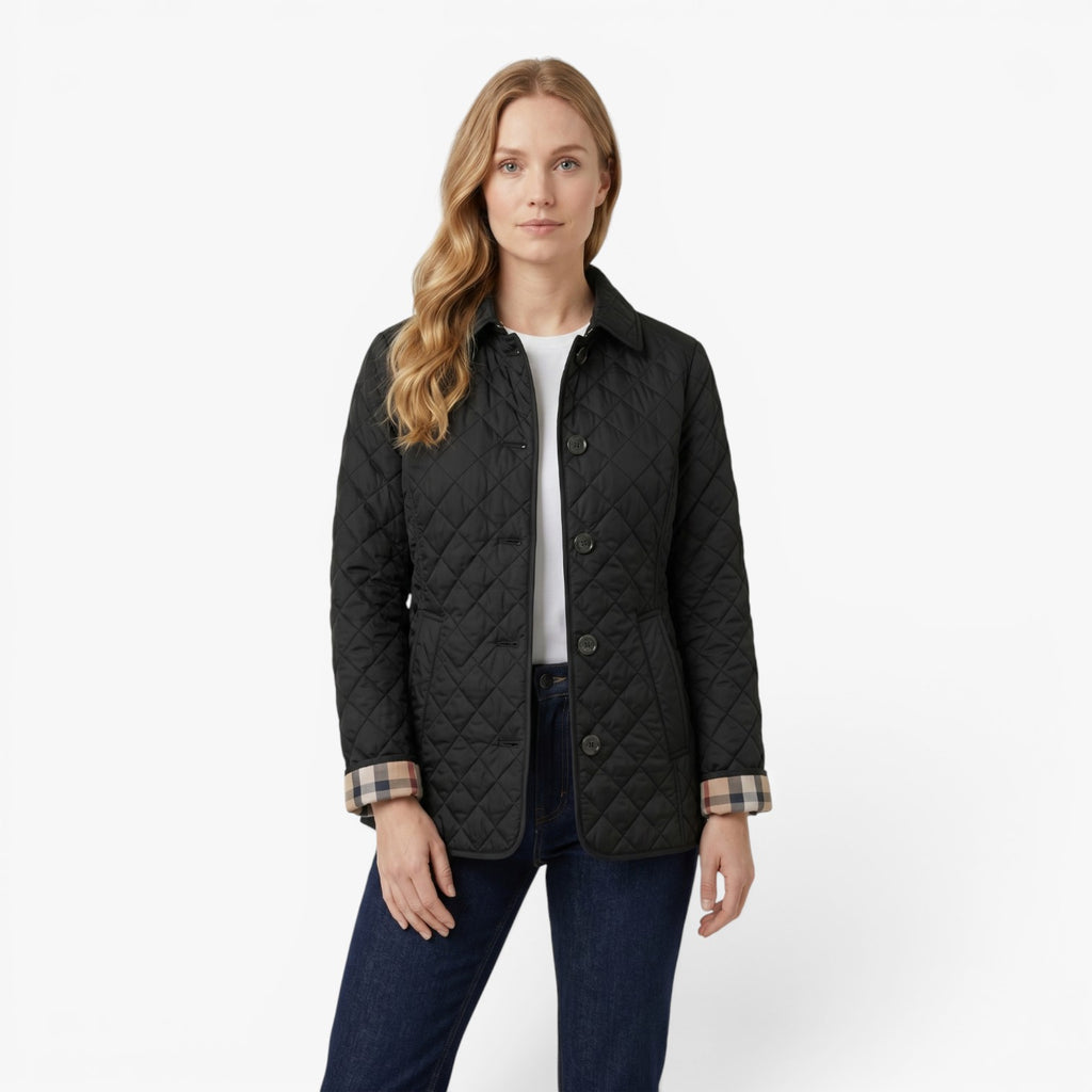 Women's Diamond Quilted Stand Collar Tailored Puffer Jacket
