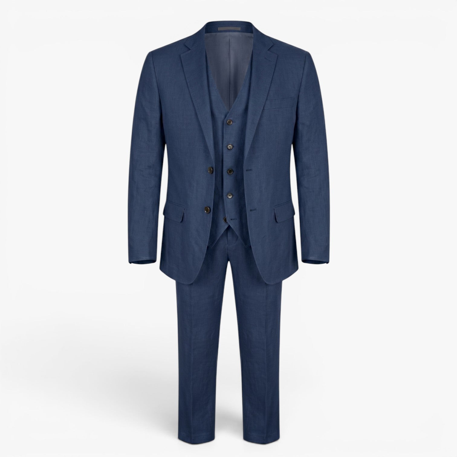 Men's Tailored Three-Piece Suit Set with Notch Lapel Blazer, Buttoned Waistcoat and Formal Trousers