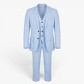 Men's Tailored Three-Piece Suit Set with Notch Lapel Blazer, Buttoned Waistcoat and Formal Trousers