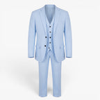 Men's Tailored Three-Piece Suit Set with Notch Lapel Blazer, Buttoned Waistcoat and Formal Trousers