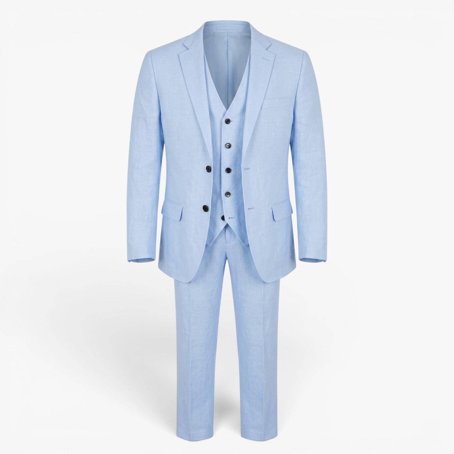 Men's Tailored Three-Piece Suit Set with Notch Lapel Blazer, Buttoned Waistcoat and Formal Trousers