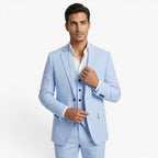Men's Tailored Three-Piece Suit Set with Notch Lapel Blazer, Buttoned Waistcoat and Formal Trousers