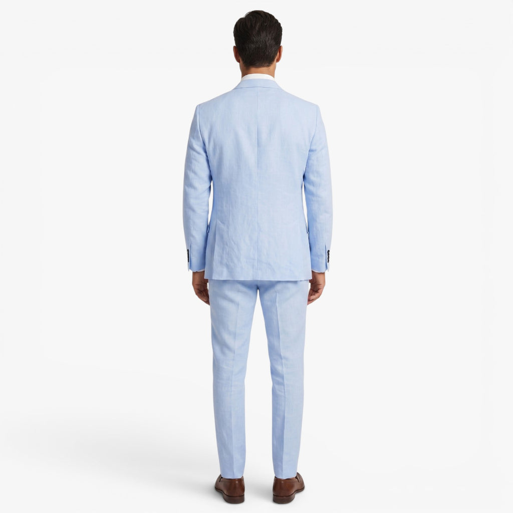 Men's Tailored Three-Piece Suit Set with Notch Lapel Blazer, Buttoned Waistcoat and Formal Trousers