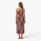 Women's One-Shoulder Geometric Print Midi Dress