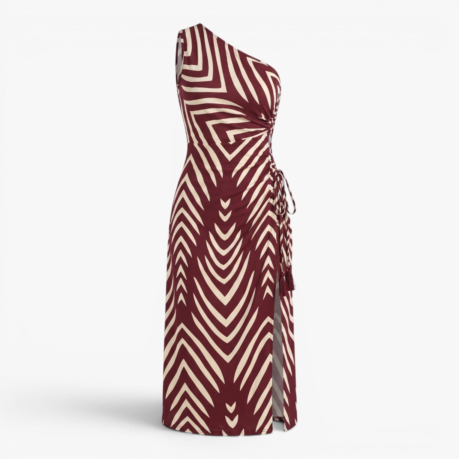 Women's One-Shoulder Geometric Print Midi Dress