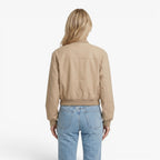 Women's Utility Pocket Bomber Jacket with Snap Button Closure