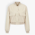 Women's Utility Pocket Bomber Jacket with Snap Button Closure