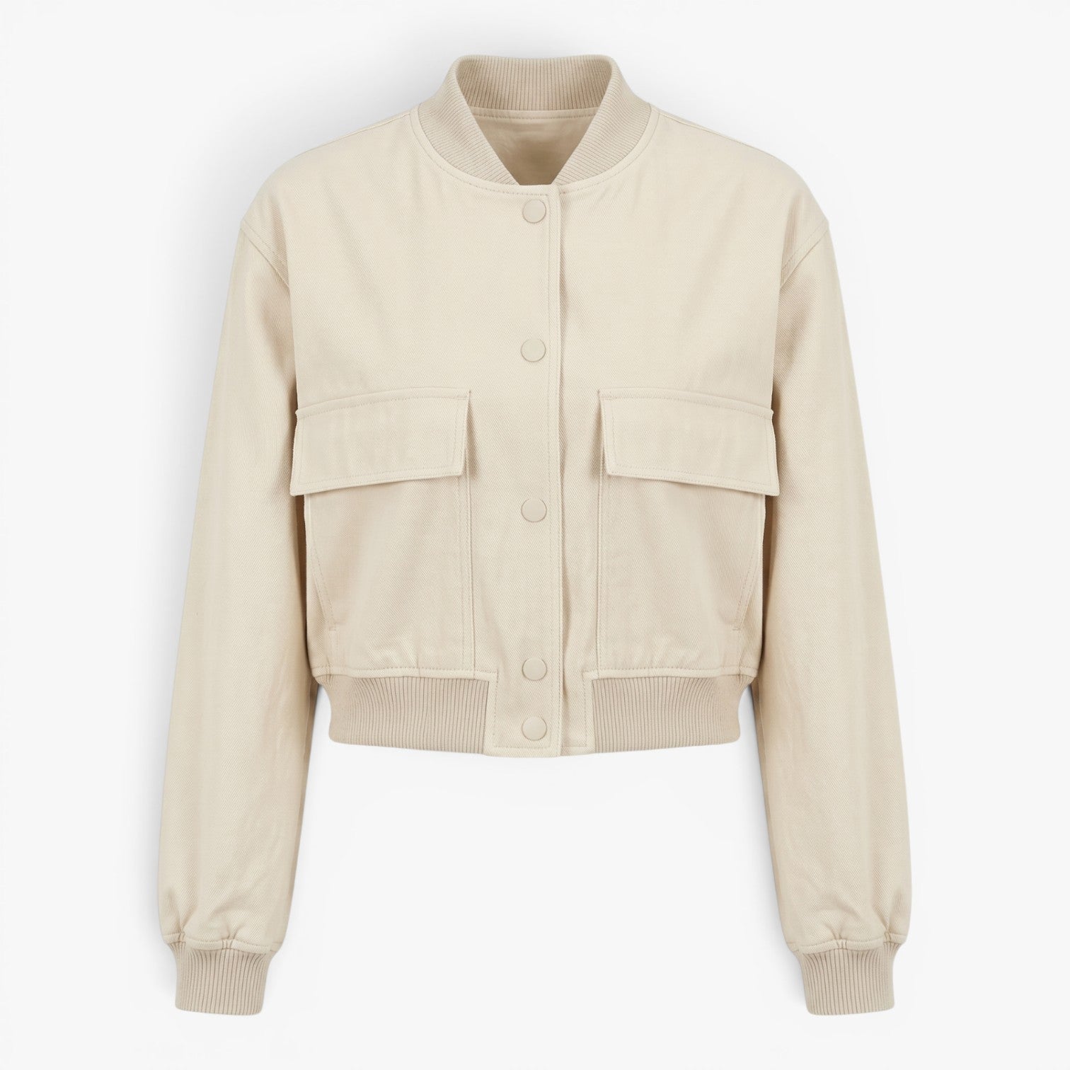 Women's Utility Pocket Bomber Jacket with Snap Button Closure