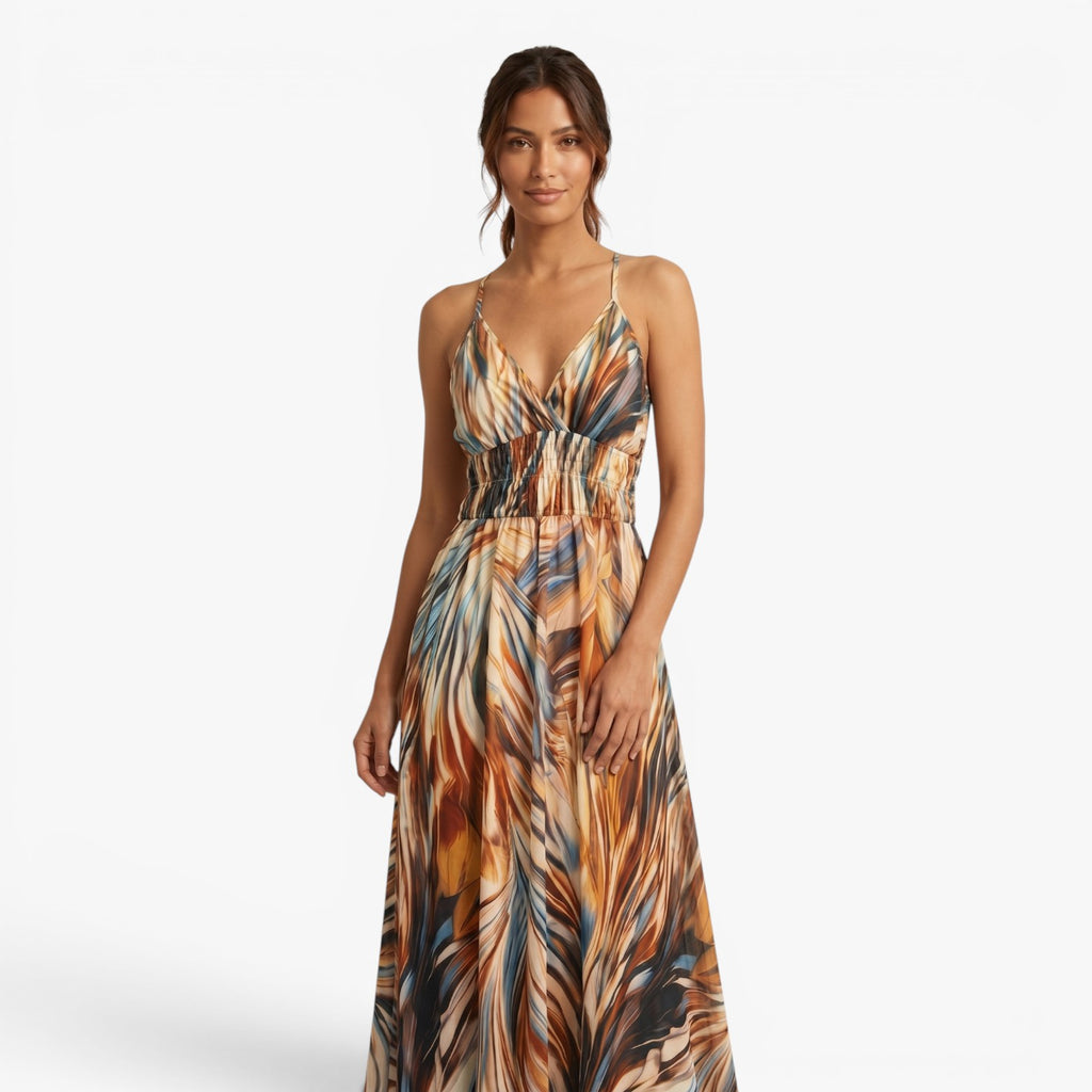Women's Tropical Print Spaghetti Strap Maxi Dress