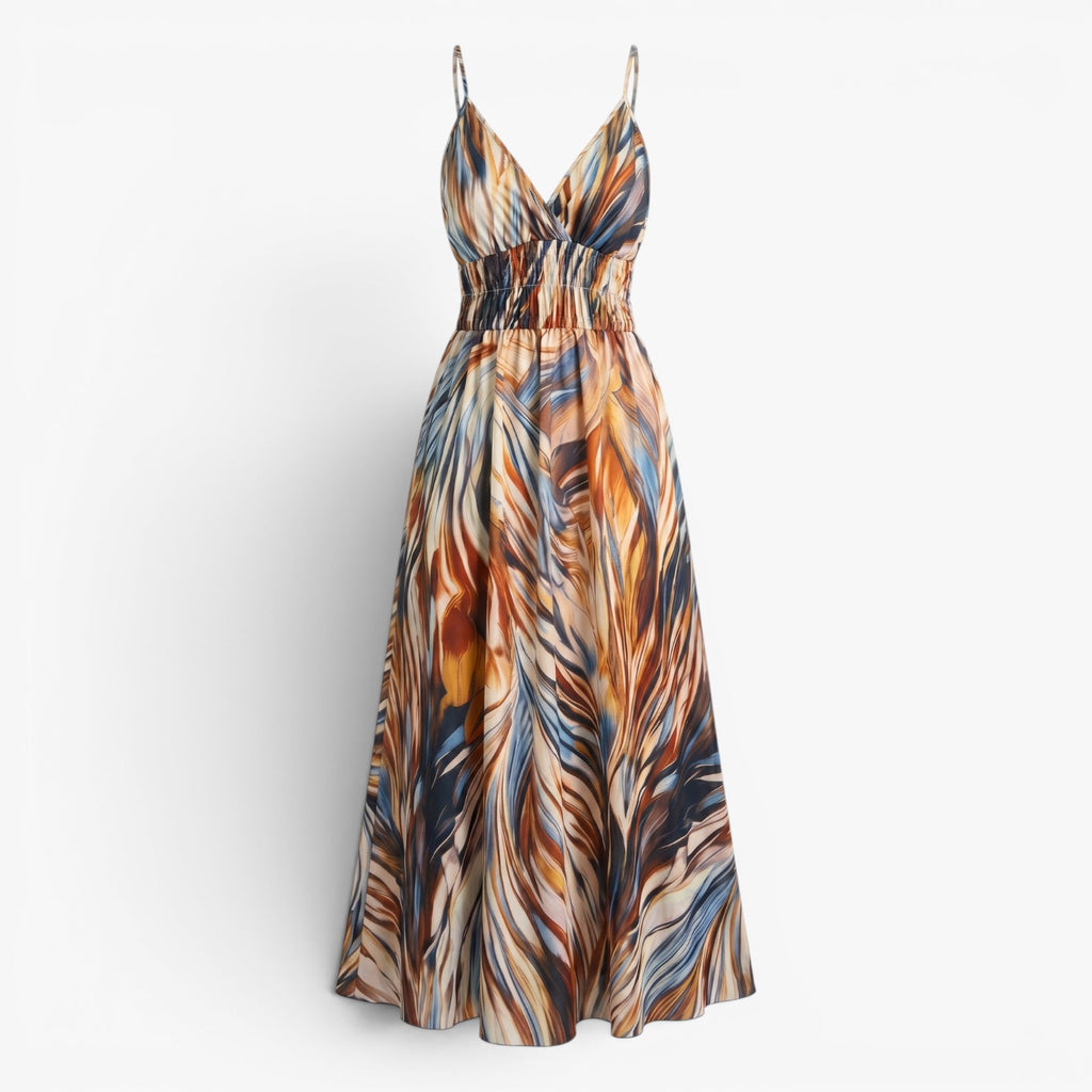 Women's Tropical Print Spaghetti Strap Maxi Dress