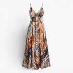 Women's Tropical Print Spaghetti Strap Maxi Dress