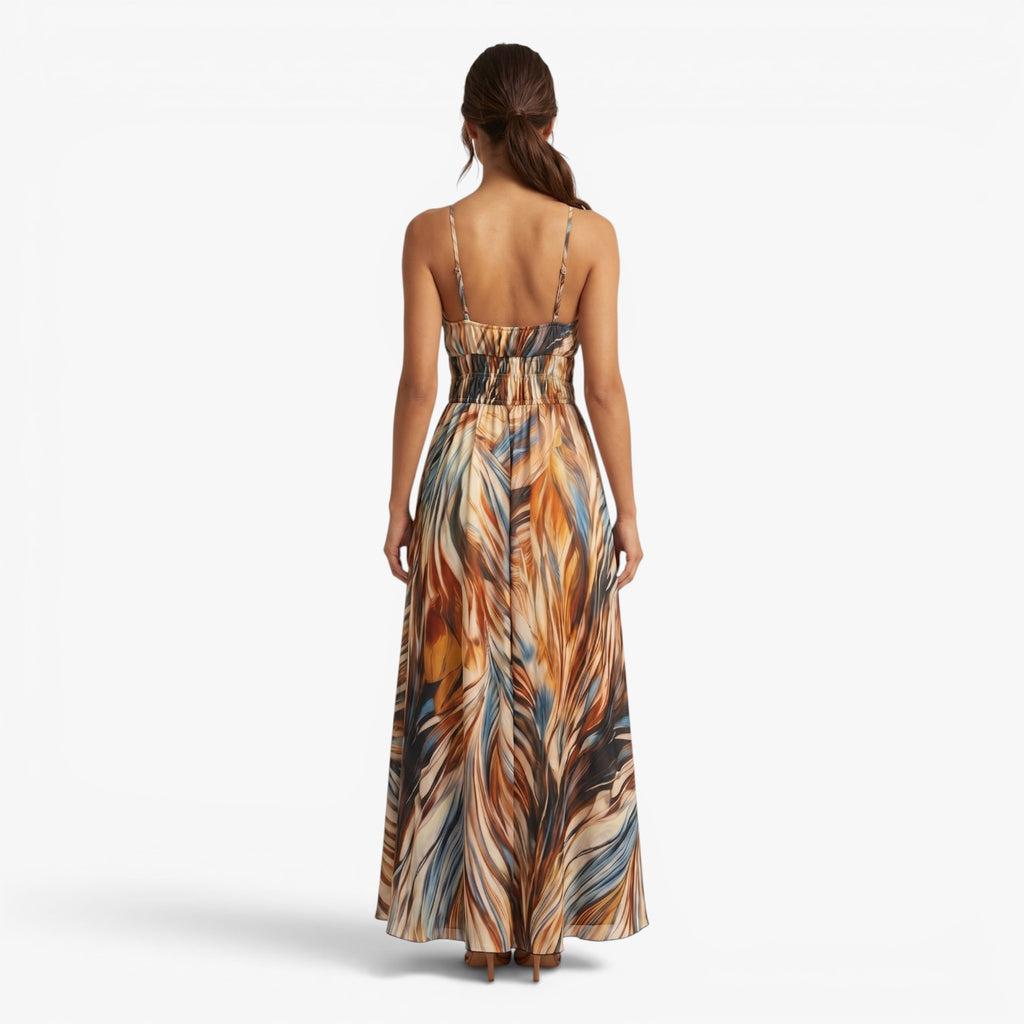 Women's Tropical Print Spaghetti Strap Maxi Dress