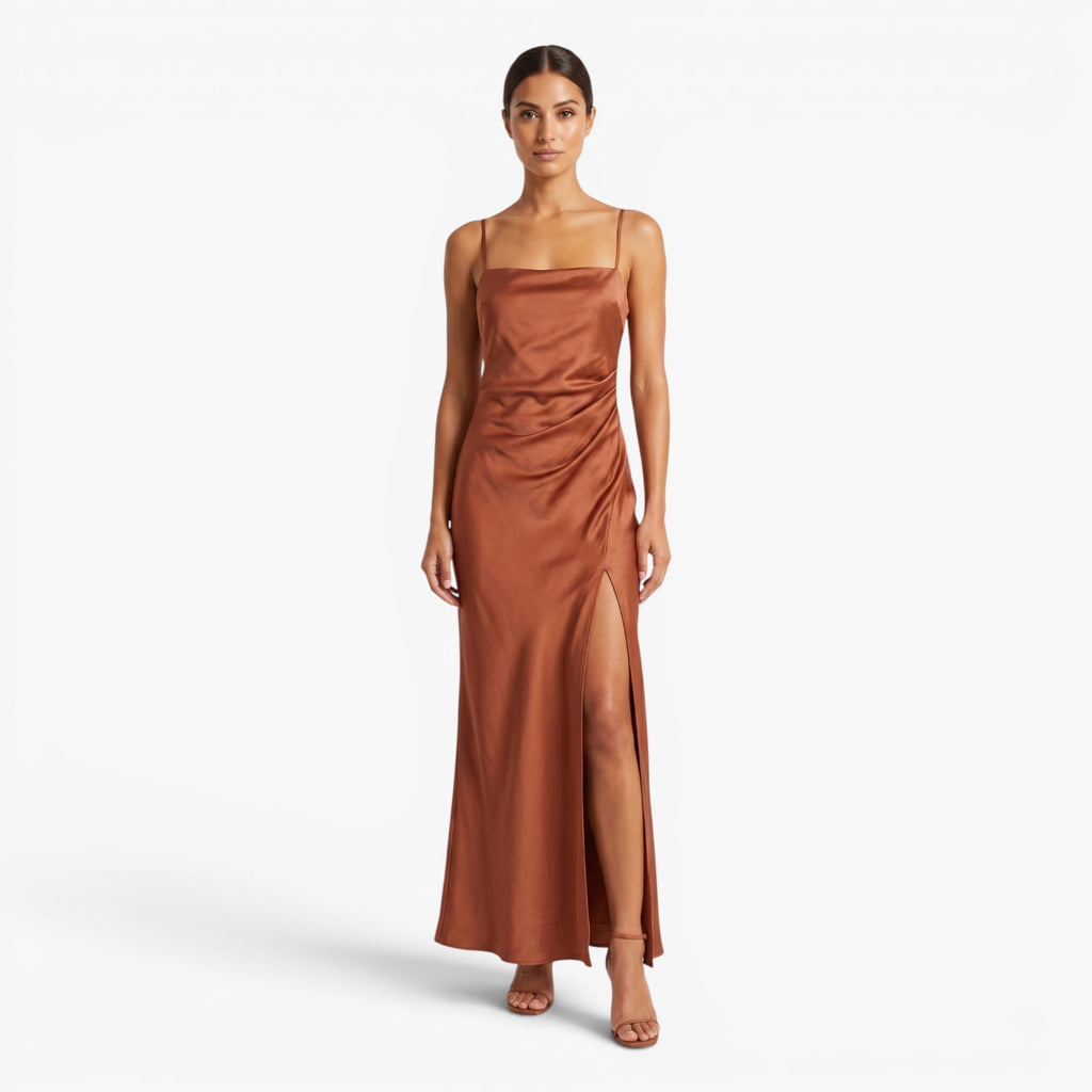 Women's Satin Slip Maxi Dress with Side Slit