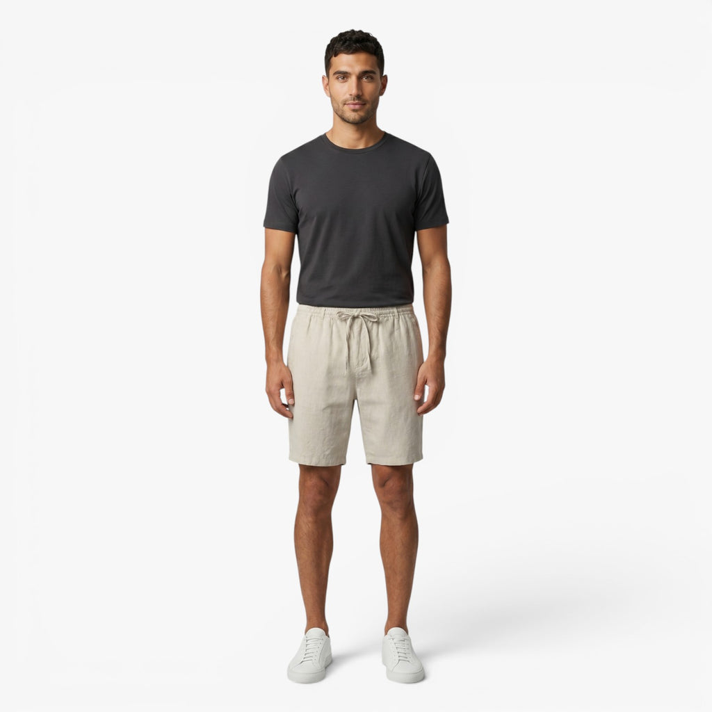 Men's Relaxed Linen Drawstring Shorts with Textured Summer Weave