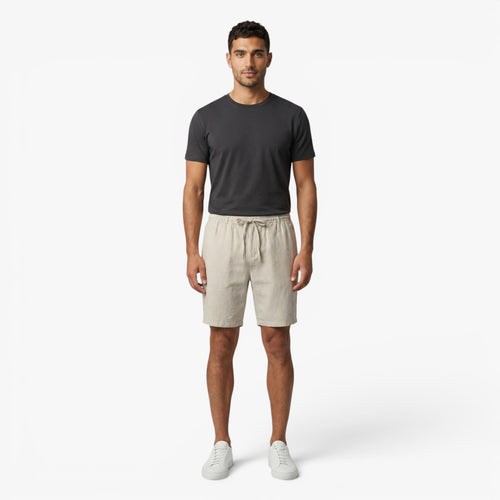 Men's Relaxed Linen Drawstring Shorts with Textured Summer Weave