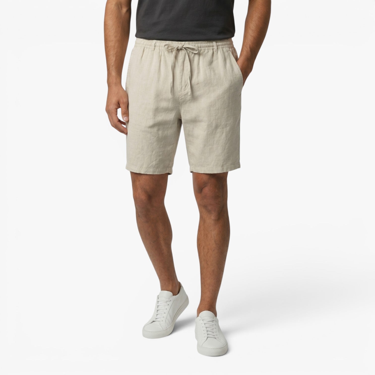 Men's Relaxed Linen Drawstring Shorts with Textured Summer Weave