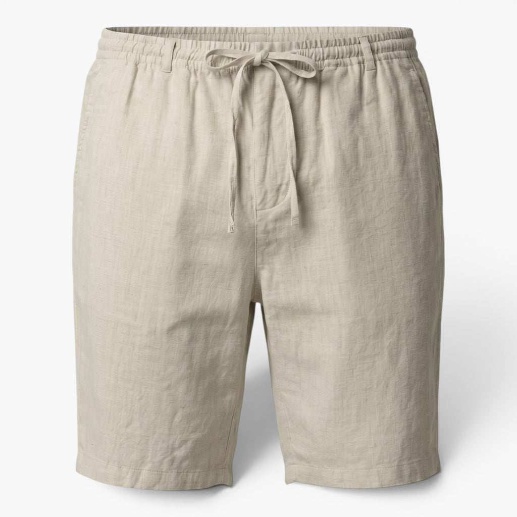 Men's Relaxed Linen Drawstring Shorts with Textured Summer Weave