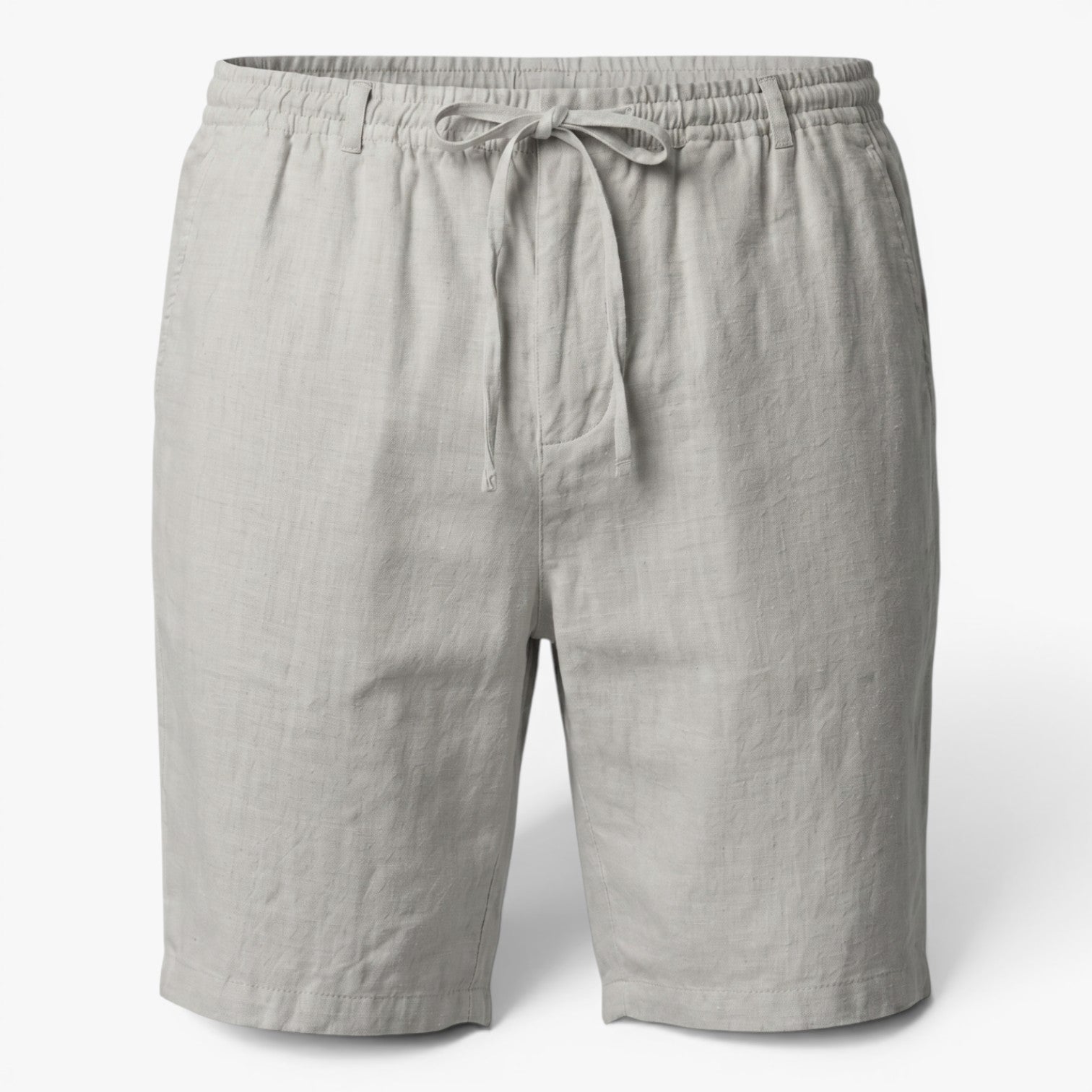 Men's Relaxed Linen Drawstring Shorts with Textured Summer Weave