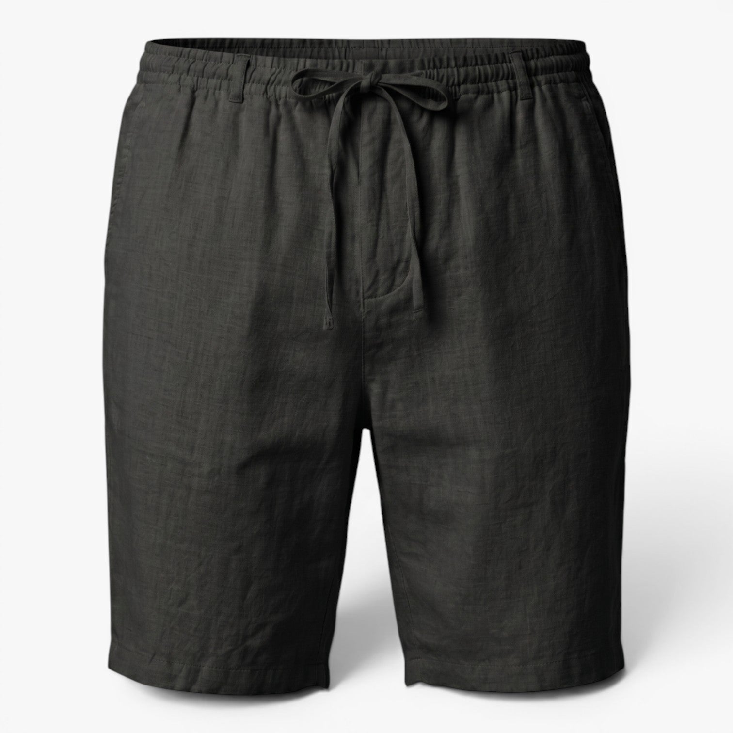 Men's Relaxed Linen Drawstring Shorts with Textured Summer Weave