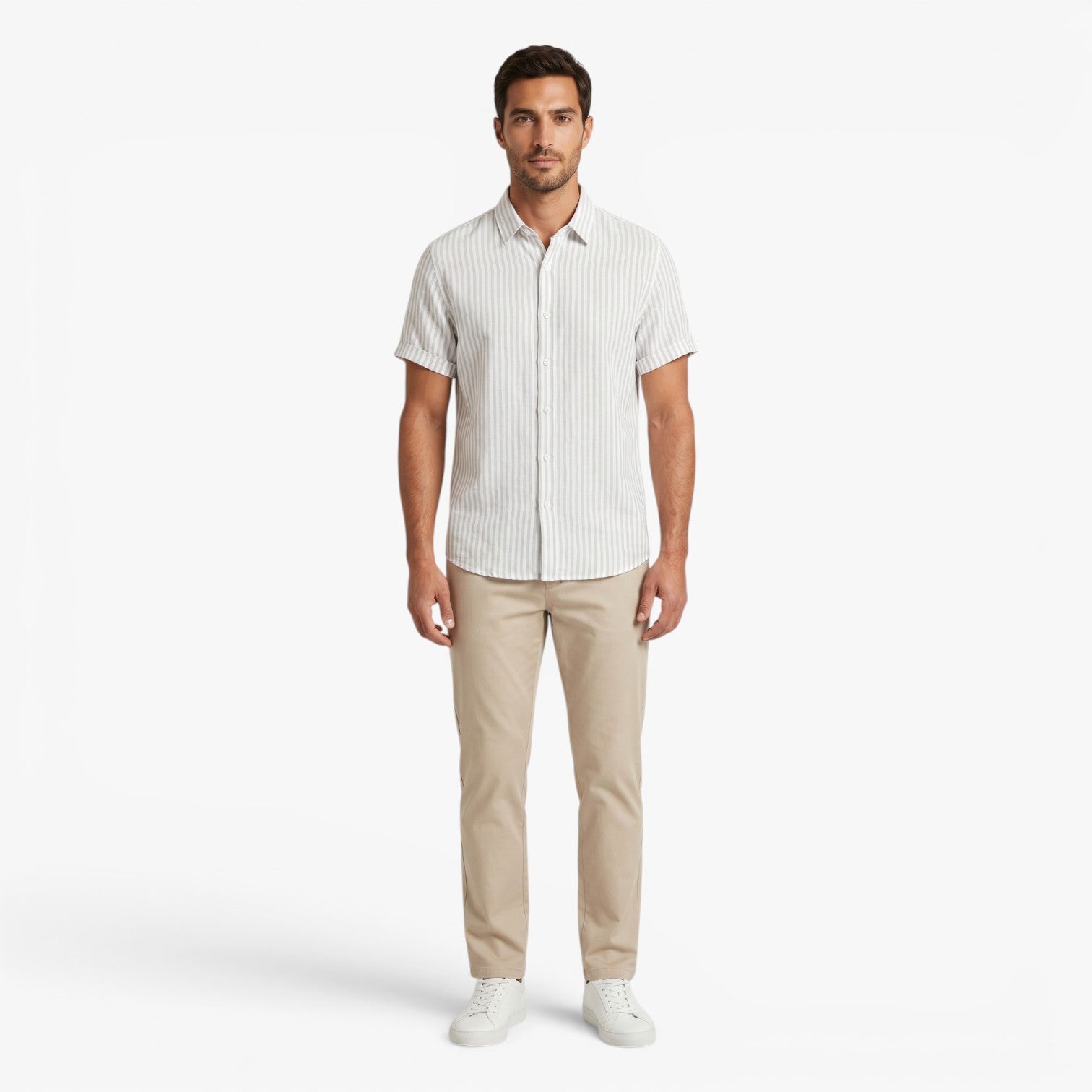 Men's Coastal Pinstripe Short Sleeve Button-Up Resort Shirt