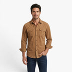 Herren Robust Utility Hemd mit Knöpfen, zwei Klappentaschen und tailliertem Casual-Schnitt