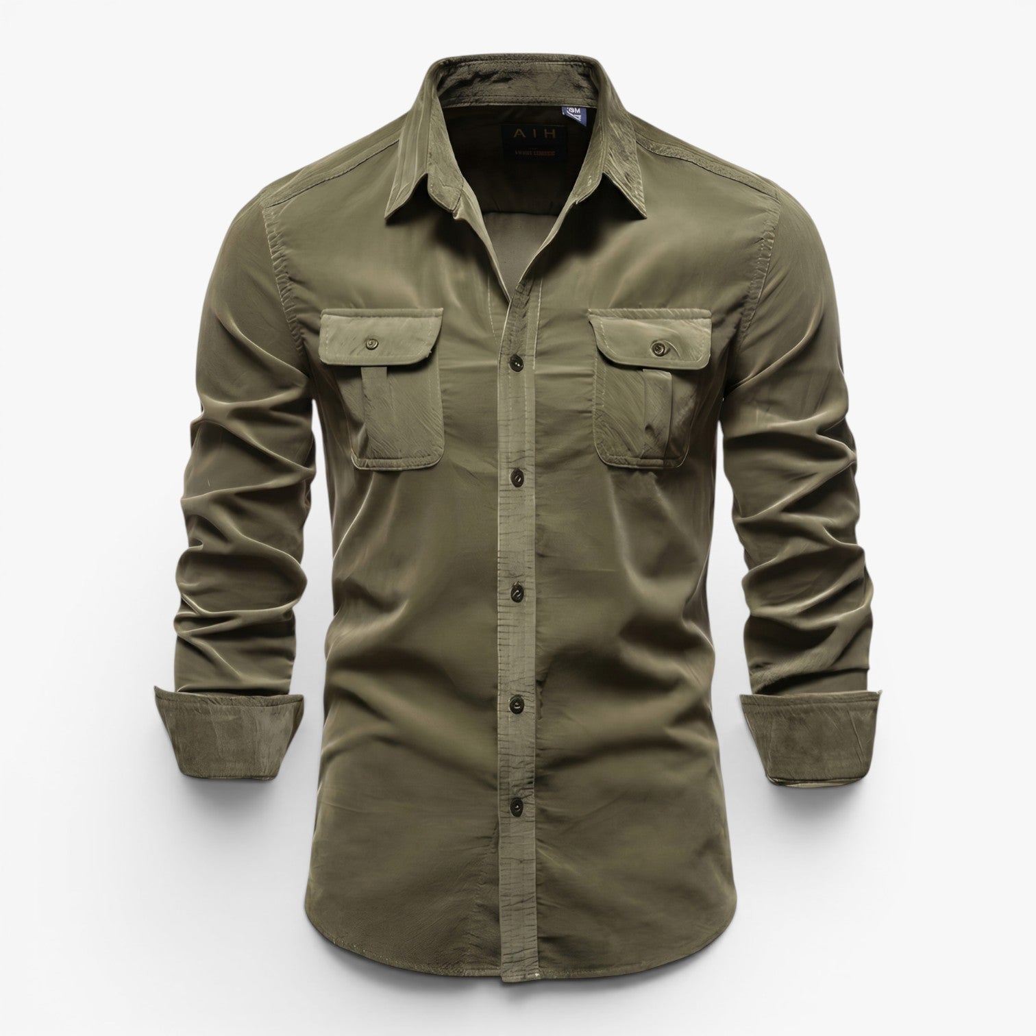 Herren Robust Utility Hemd mit Knöpfen, zwei Klappentaschen und tailliertem Casual-Schnitt