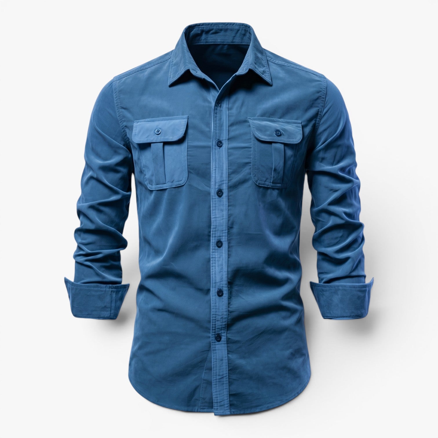 Herren Robust Utility Hemd mit Knöpfen, zwei Klappentaschen und tailliertem Casual-Schnitt