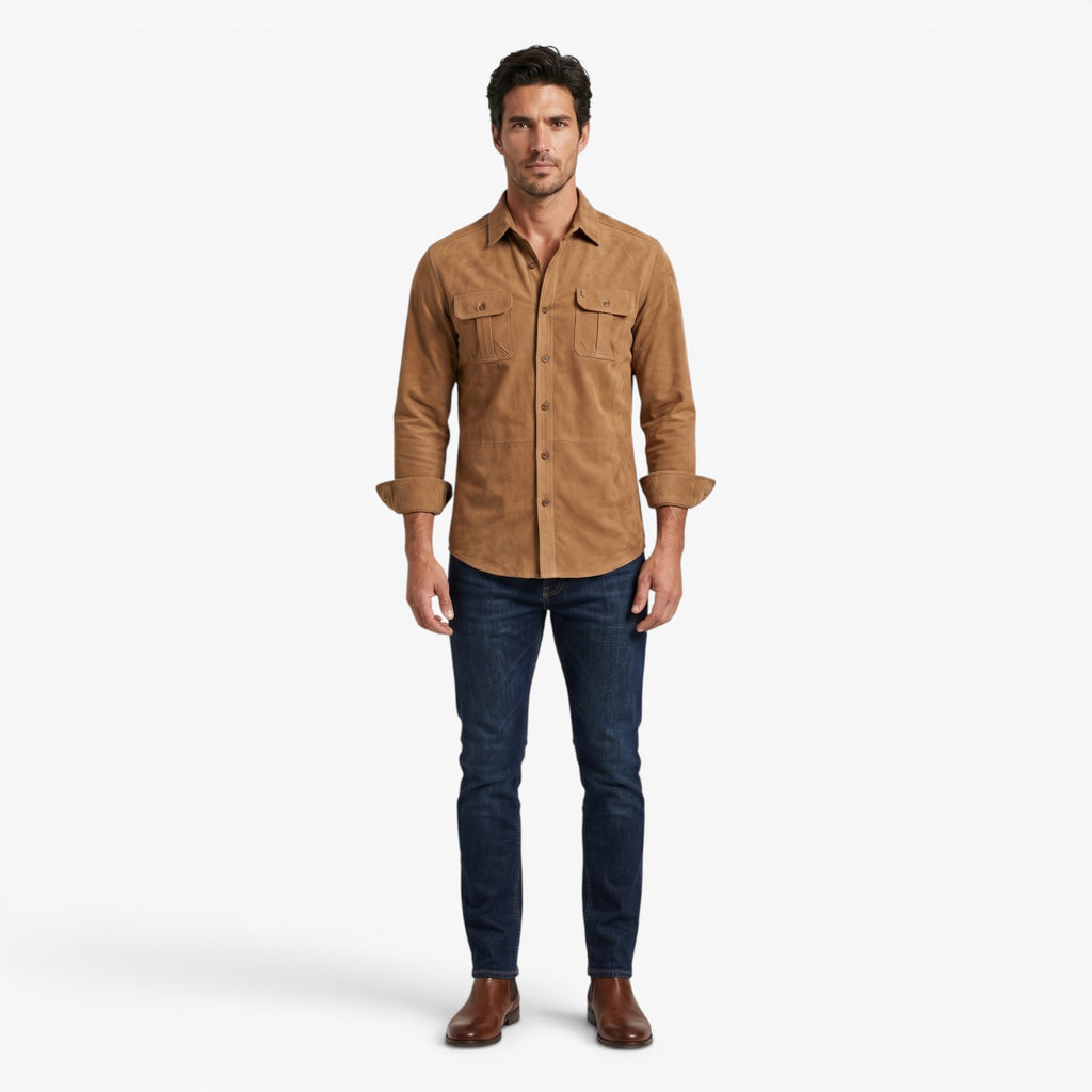 Herren Robust Utility Hemd mit Knöpfen, zwei Klappentaschen und tailliertem Casual-Schnitt