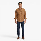 Herren Robust Utility Hemd mit Knöpfen, zwei Klappentaschen und tailliertem Casual-Schnitt