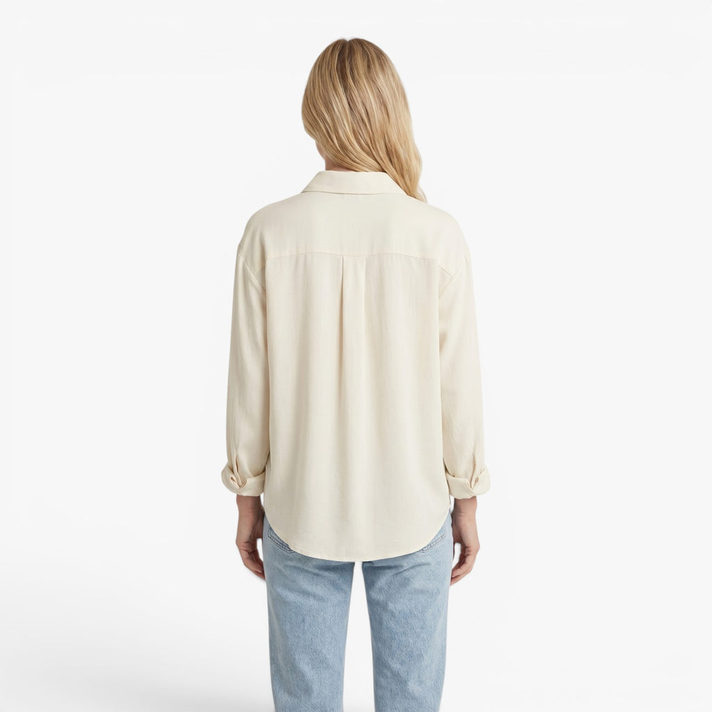 Women's Relaxed Button-Up Shirt with Drop Shoulders