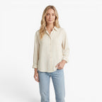 Women's Relaxed Button-Up Shirt with Drop Shoulders