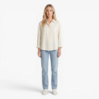 Women's Relaxed Button-Up Shirt with Drop Shoulders