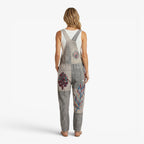 Women's Artistic Printed Casual Dungaree Jumpsuit with Adjustable Straps