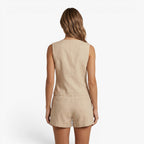 Women's Sleeveless Button Front Top and Shorts Set