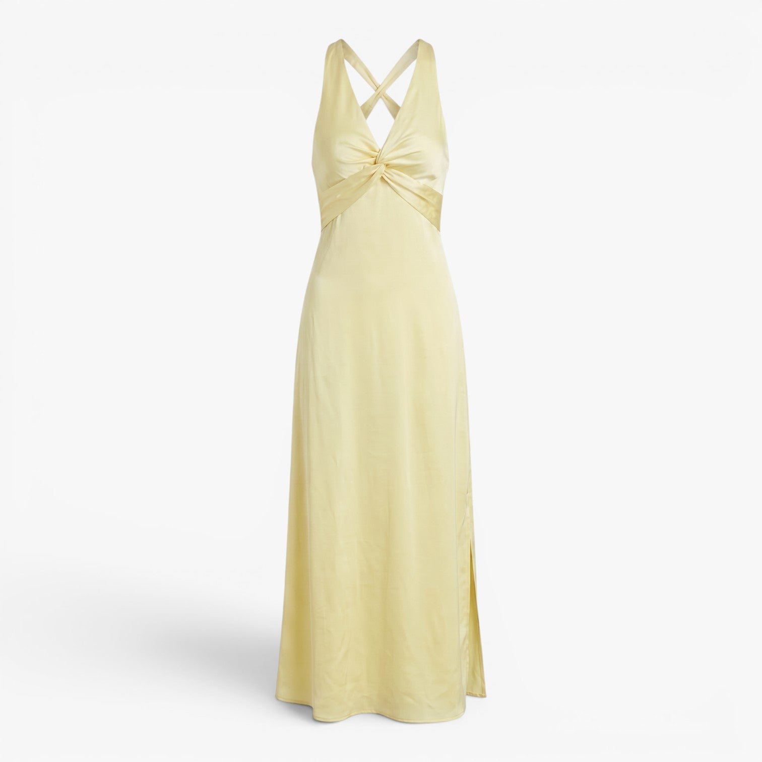 Women's Twisted Halter Neck Satin Mermaid Evening Maxi Dress