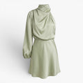 Damen Satin-Minikleid mit One-Shoulder und drapiertem Ausschnitt