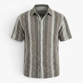 Men's Textured Vertical Stripe Resort Button-Up Camp Collar Shirt