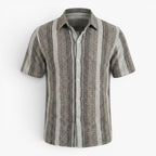 Men's Textured Vertical Stripe Resort Button-Up Camp Collar Shirt