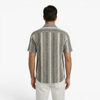 Men's Textured Vertical Stripe Resort Button-Up Camp Collar Shirt