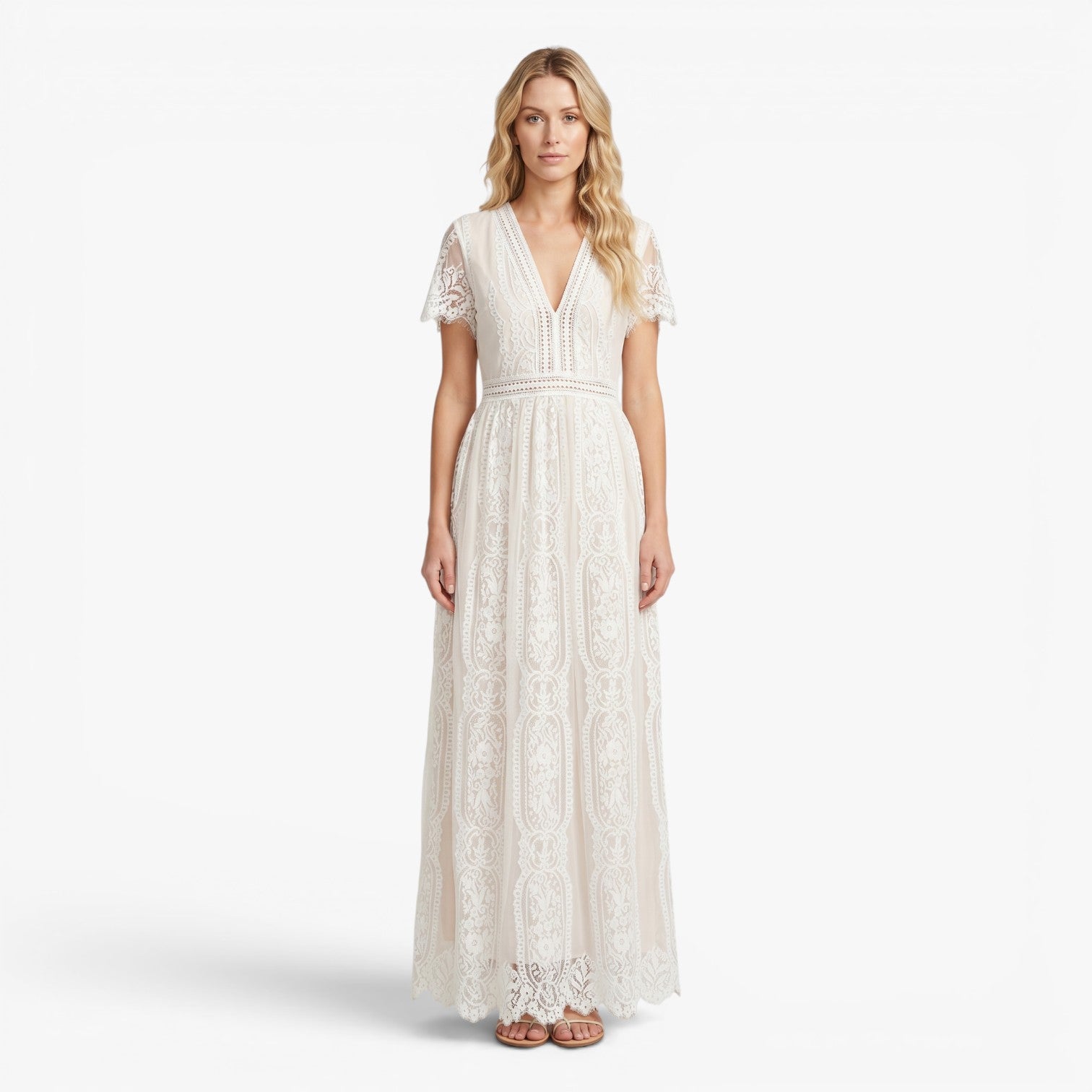 Women's Lace V-Neck Maxi Dress