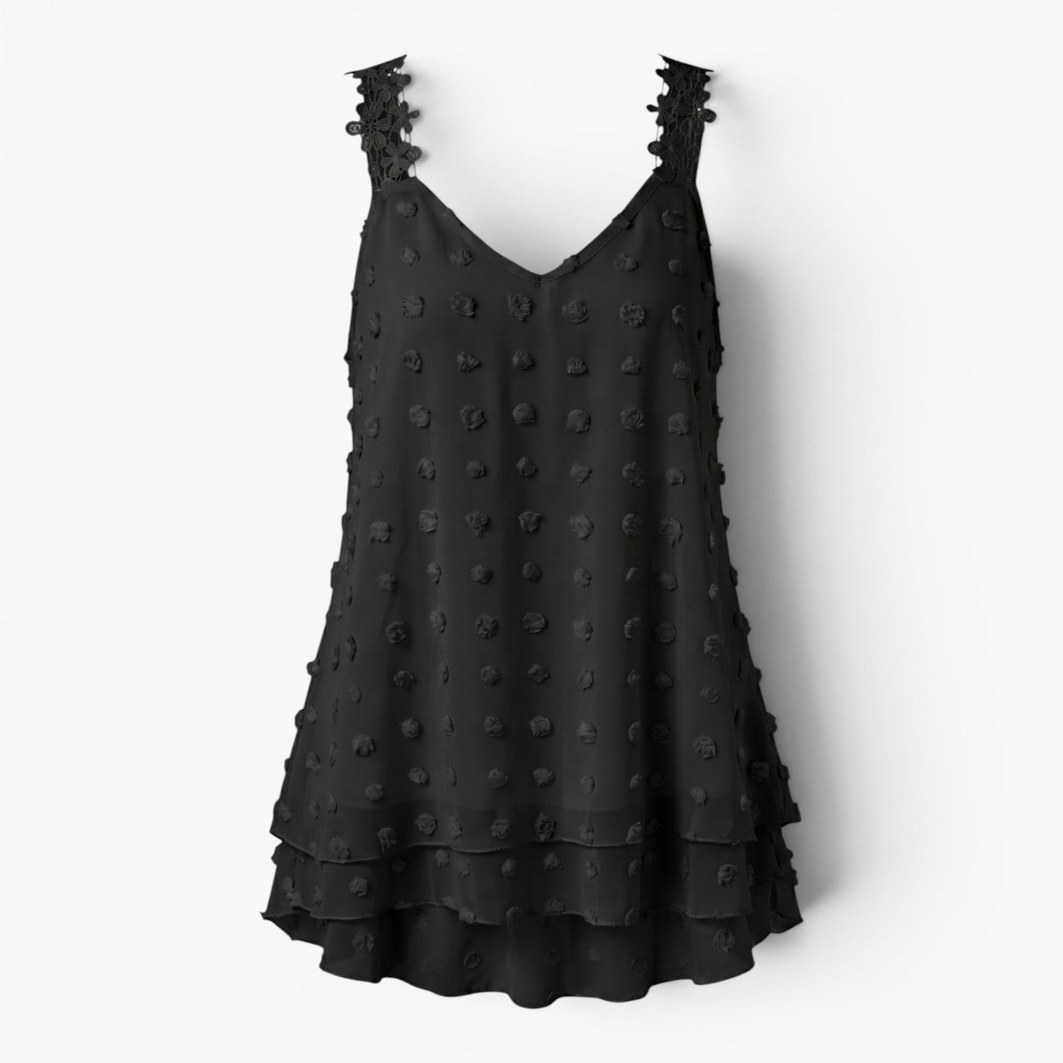 Women's Floral Strap Swiss Dot Tank Top