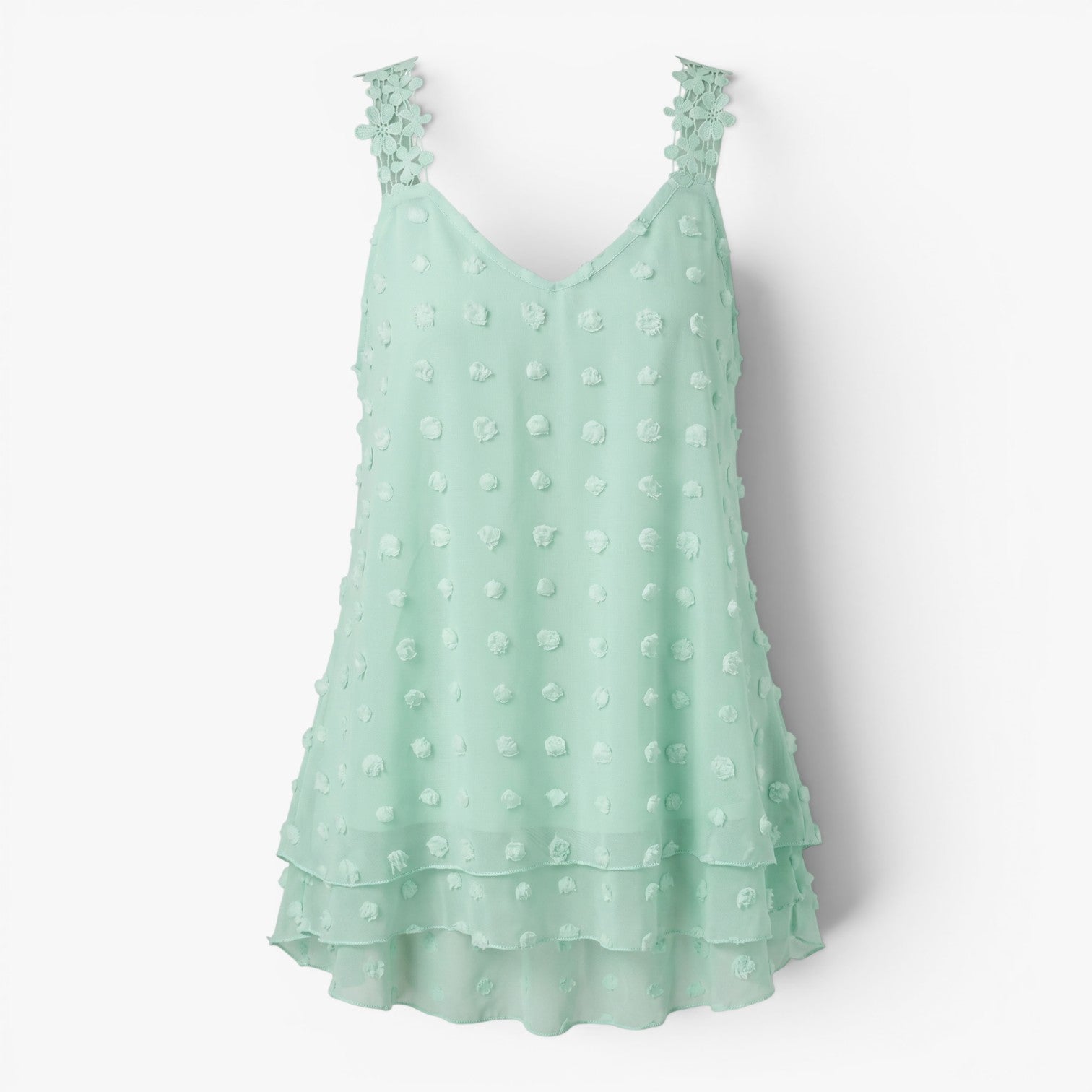 Women's Floral Strap Swiss Dot Tank Top