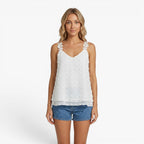 Women's Floral Strap Swiss Dot Tank Top