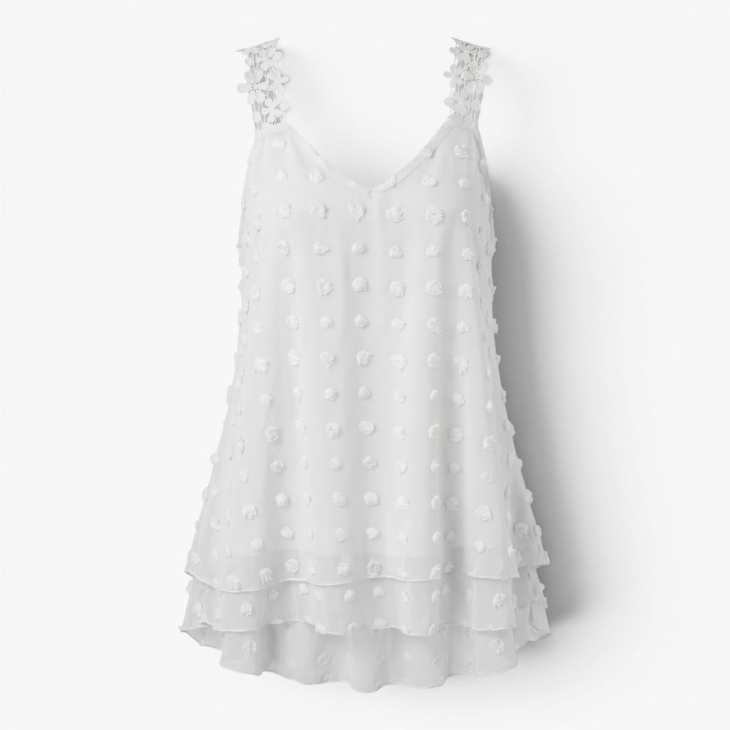 Women's Floral Strap Swiss Dot Tank Top