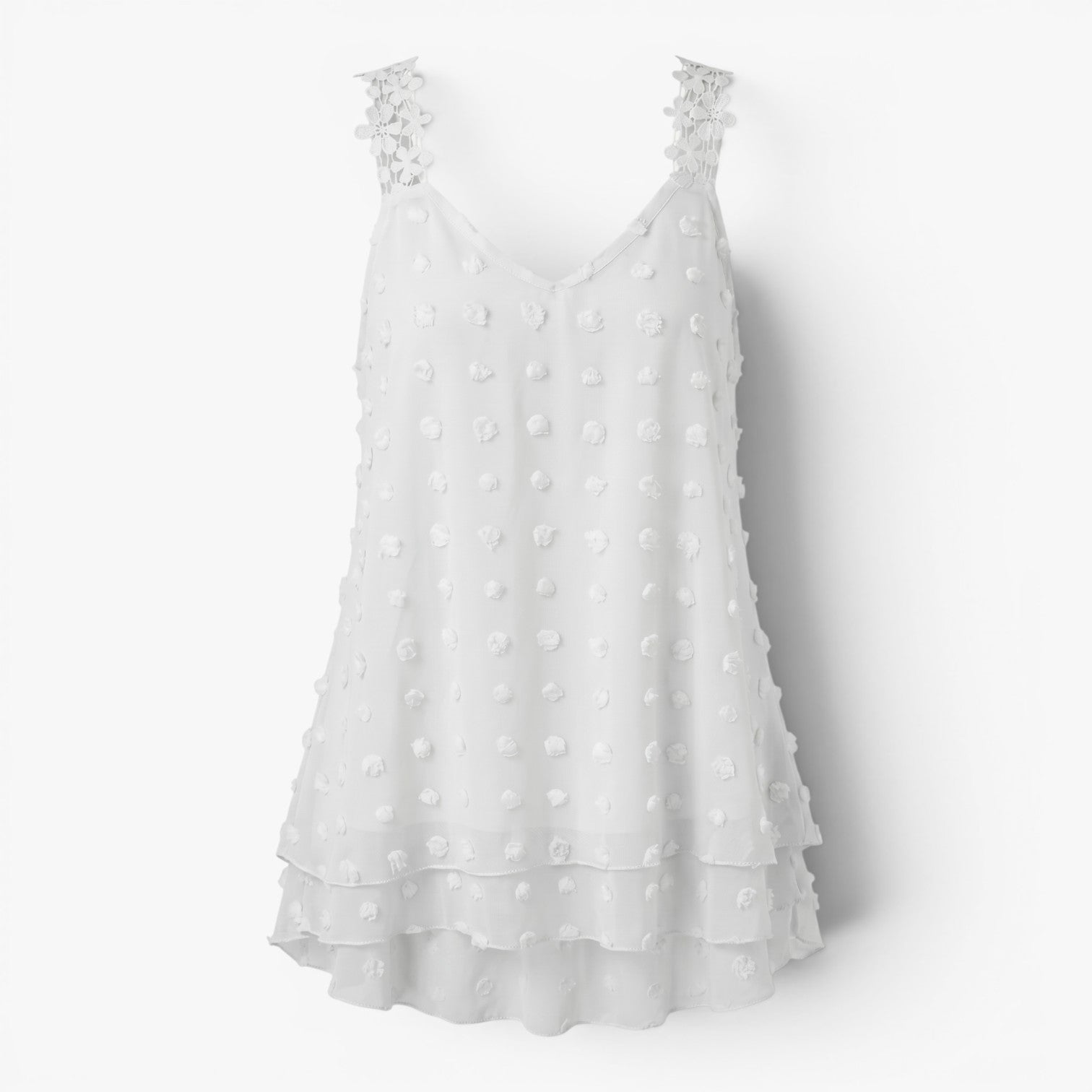 Women's Floral Strap Swiss Dot Tank Top