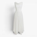 Damen Midikleid in A-Linie mit Falten und drapiertem Ausschnitt
