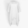 Damen elegantes asymmetrisches Midi-Kleid mit Überwurf und Ärmelausschnitt-Detail