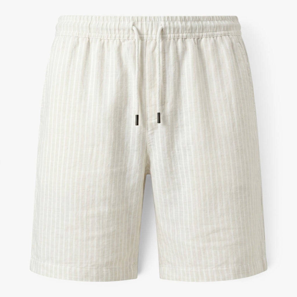 Men's Coastal Pinstripe Drawstring Linen Blend Summer Shorts