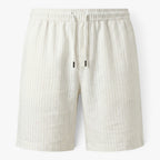 Men's Coastal Pinstripe Drawstring Linen Blend Summer Shorts