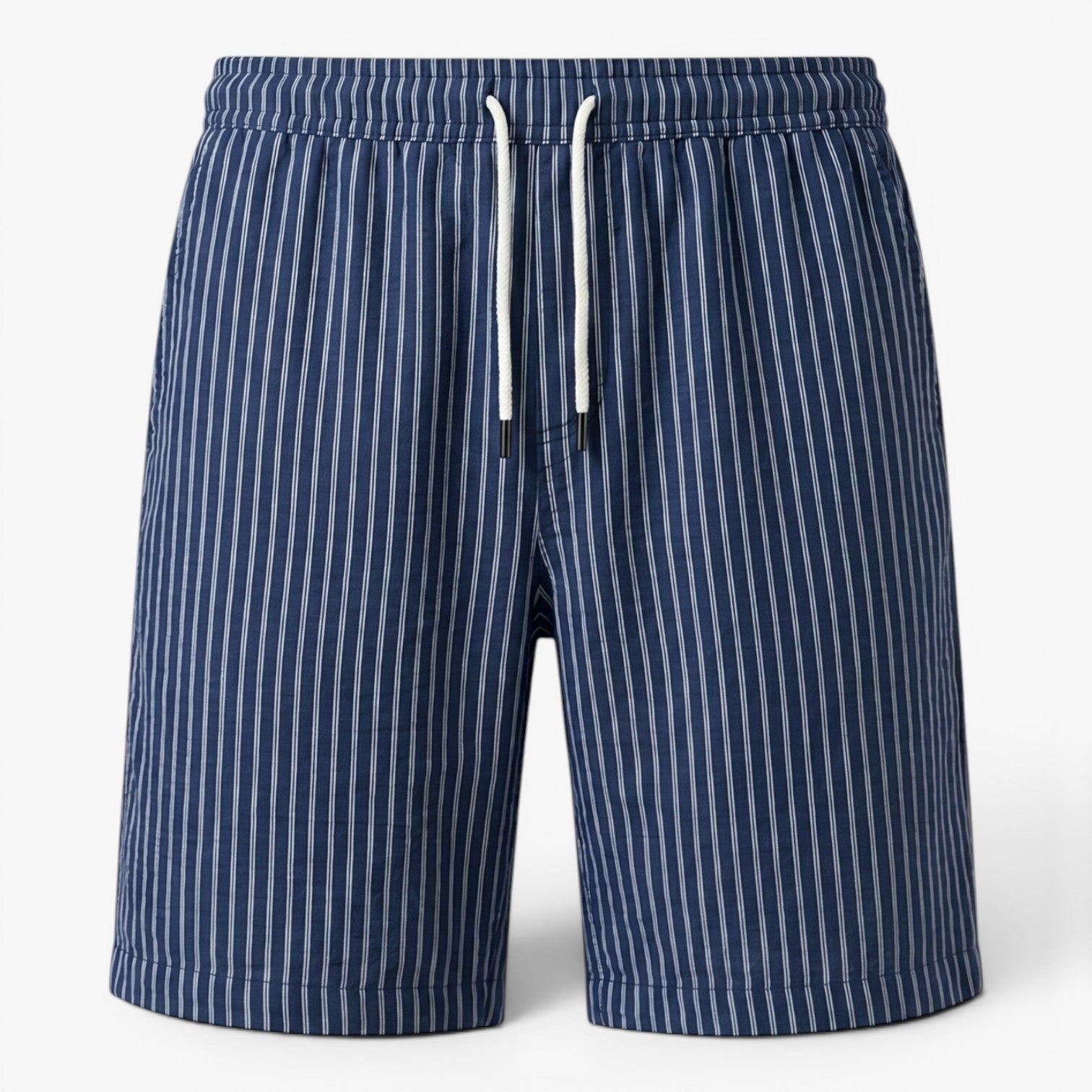 Men's Coastal Pinstripe Drawstring Linen Blend Summer Shorts
